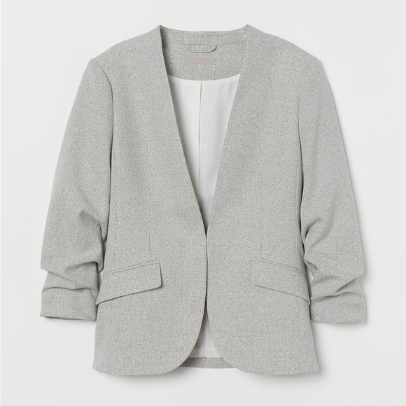H&M Jackets & Blazers - H&M Light Gray Women's Blazer with Ruched Sleeves size XL